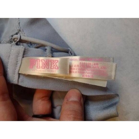 Victoria's Secret PINK size S Gray Lace Halter Strappy Bralette Bra - Picture 4 of 4